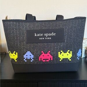 Kate Spade Black Tote with Retro Game Design